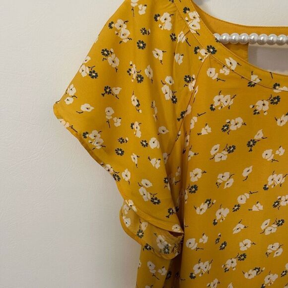 Abercrombie & Finch Floral Flutter Sleeve Dress Yellow Large princess preppy - Picture 6 of 15